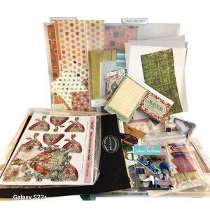 Assorted Crafting Supplies Kit With Stickers Papers Glue Sticks & Ephemera